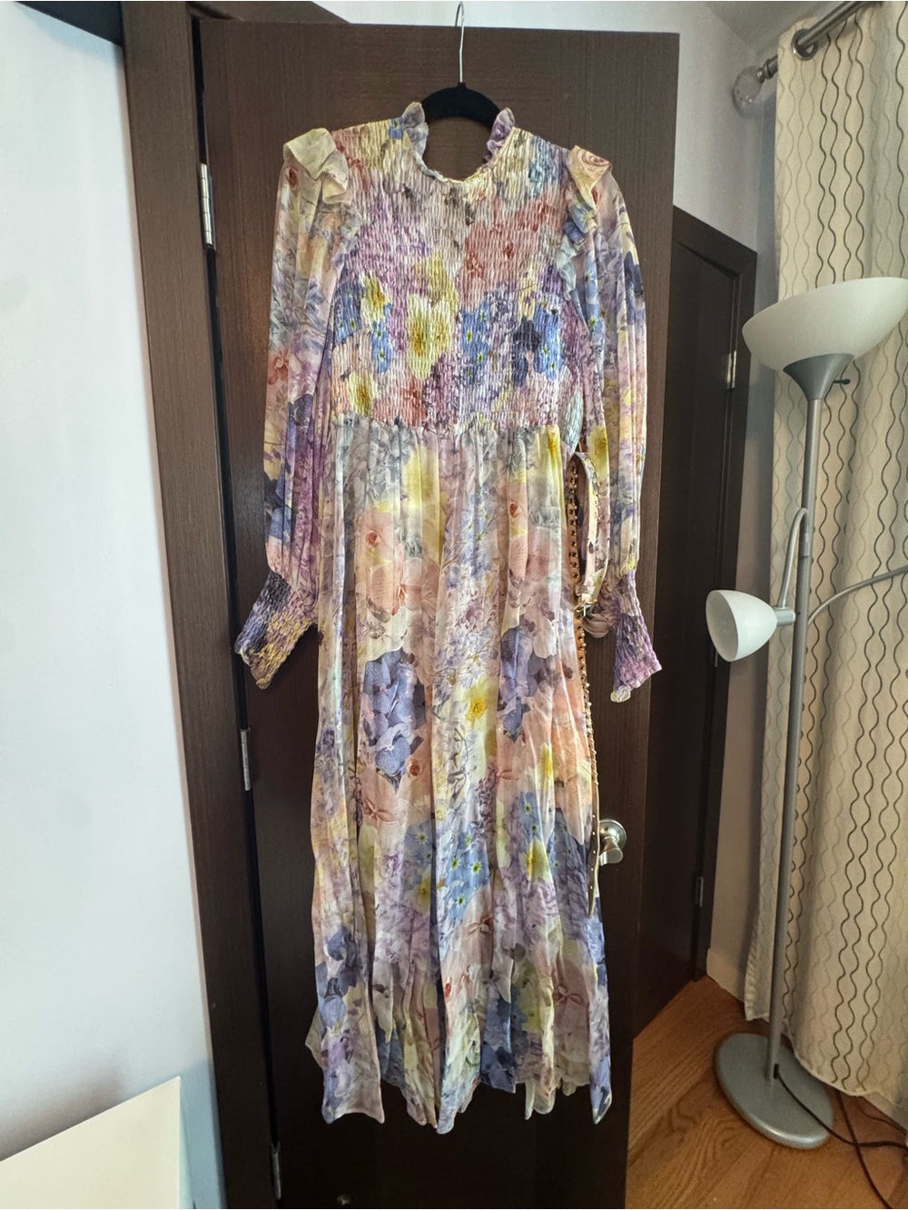Zimmermann Pastel Floral Maxi Dress in Lavender, Yellow & Peach